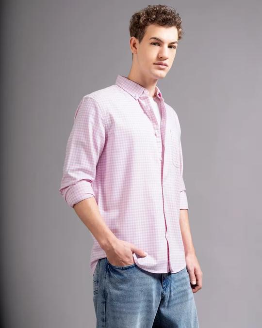 Men Oxford Checked Slim Fit Cotton Shirt