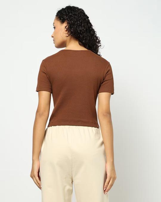 Women Ribbed Scoop-Neck Crop Fit Top