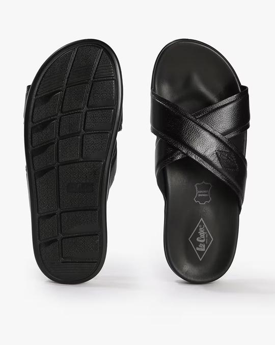 Men Leather Cross Strap Sandals