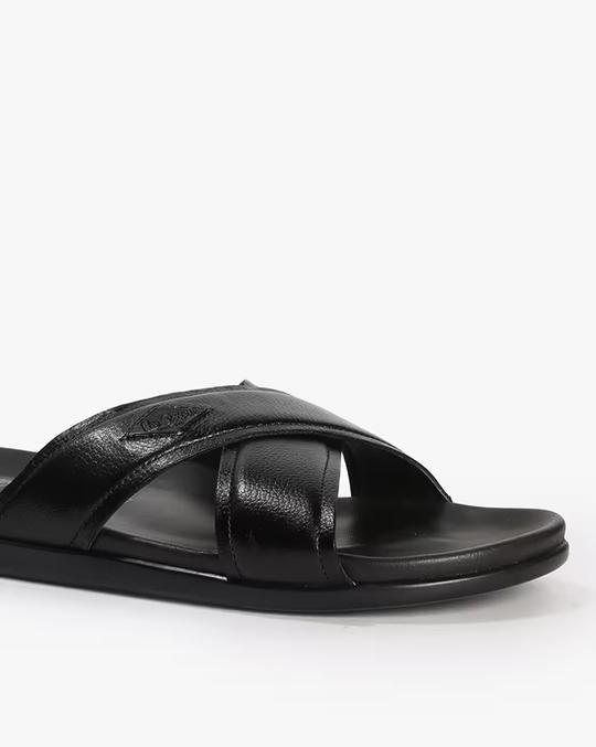 Men Leather Cross Strap Sandals