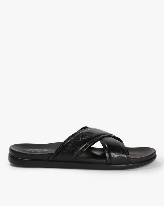 Men Leather Cross Strap Sandals