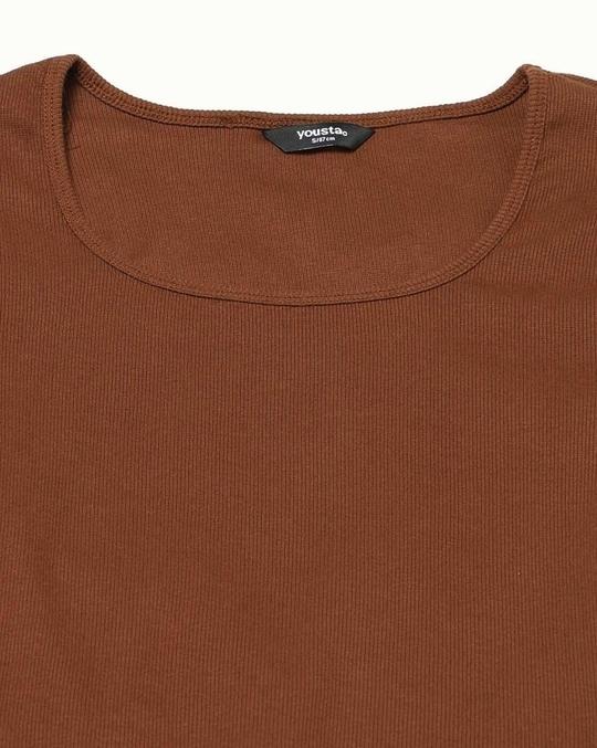 Women Ribbed Scoop-Neck Crop Fit Top