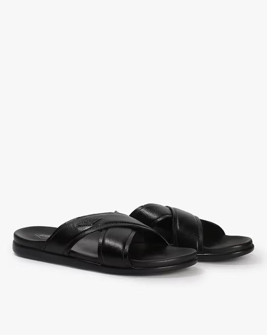 Men Leather Cross Strap Sandals