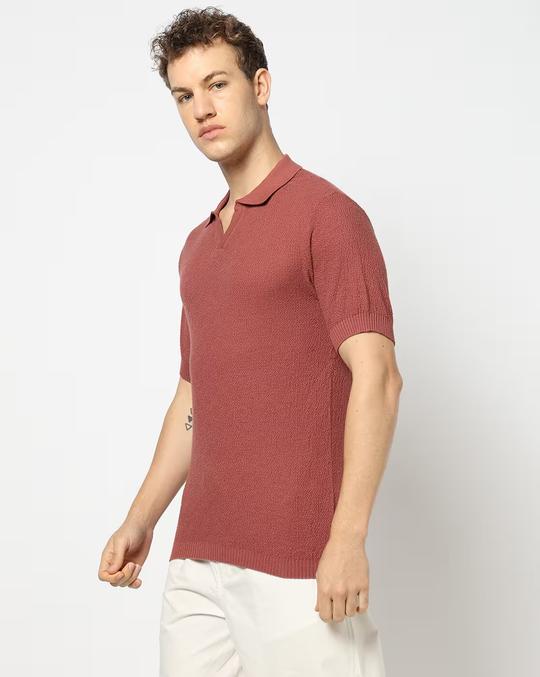 Men Flat Knit Regular Fit Polo T-Shirt
