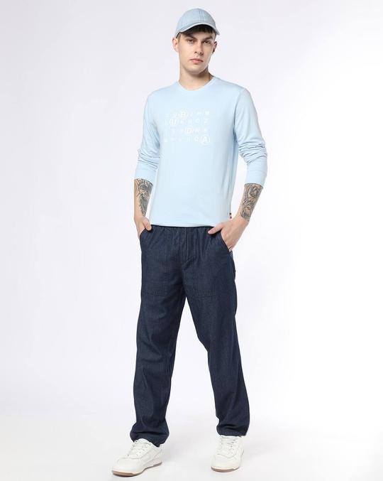 Mid-Rise Straight Jeans with Elasticated Drawstring Waist