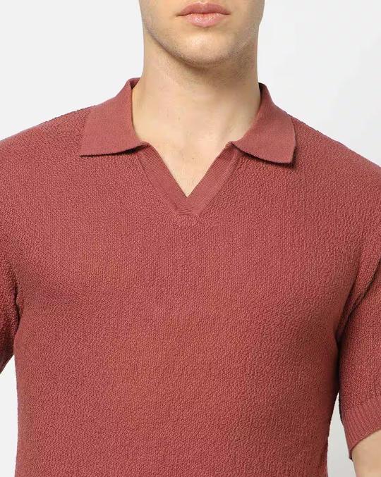 Men Flat Knit Regular Fit Polo T-Shirt