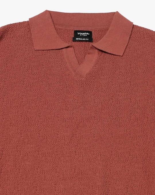 Men Flat Knit Regular Fit Polo T-Shirt