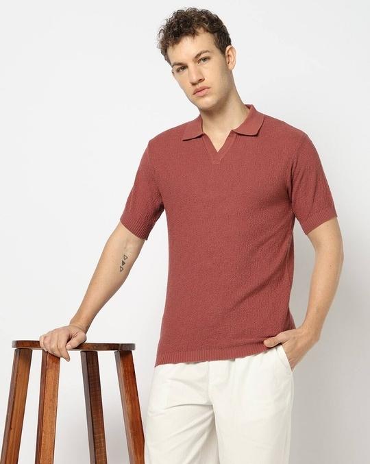 Men Flat Knit Regular Fit Polo T-Shirt