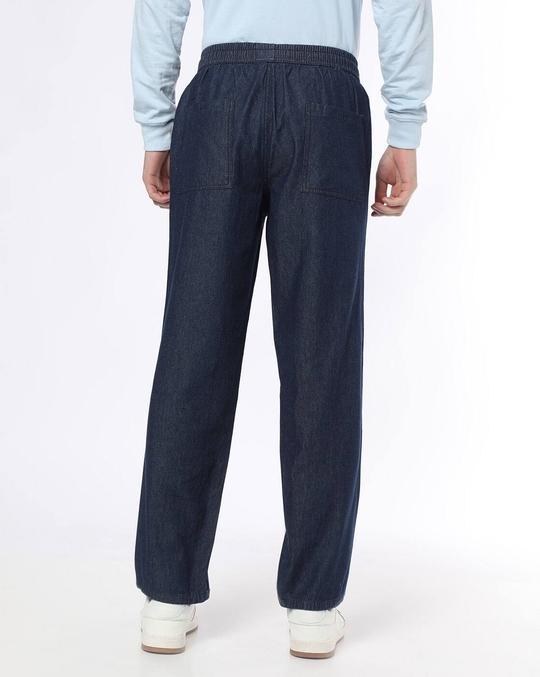 Mid-Rise Straight Jeans with Elasticated Drawstring Waist