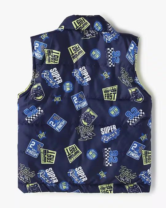 Boys Printed Regular Fit Bomber Jacket