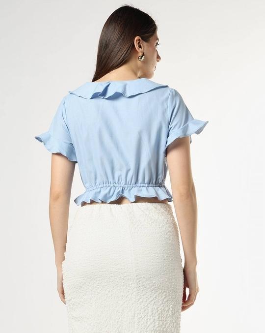 Women Slim Fit Ruffle Crop Top