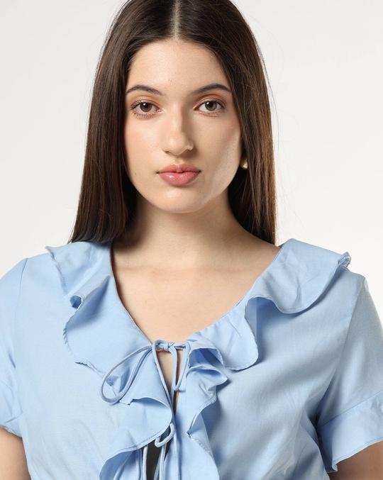 Women Slim Fit Ruffle Crop Top
