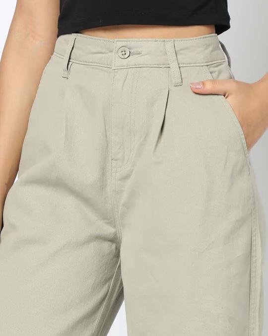 Women Straight Fit Pleated Trousers