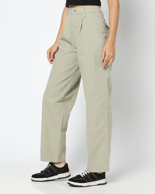 Women Straight Fit Pleated Trousers