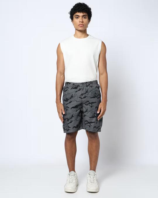 Men Camouflage Print Relaxed Fit Cargo Shorts