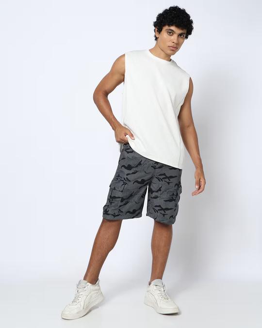 Men Camouflage Print Relaxed Fit Cargo Shorts