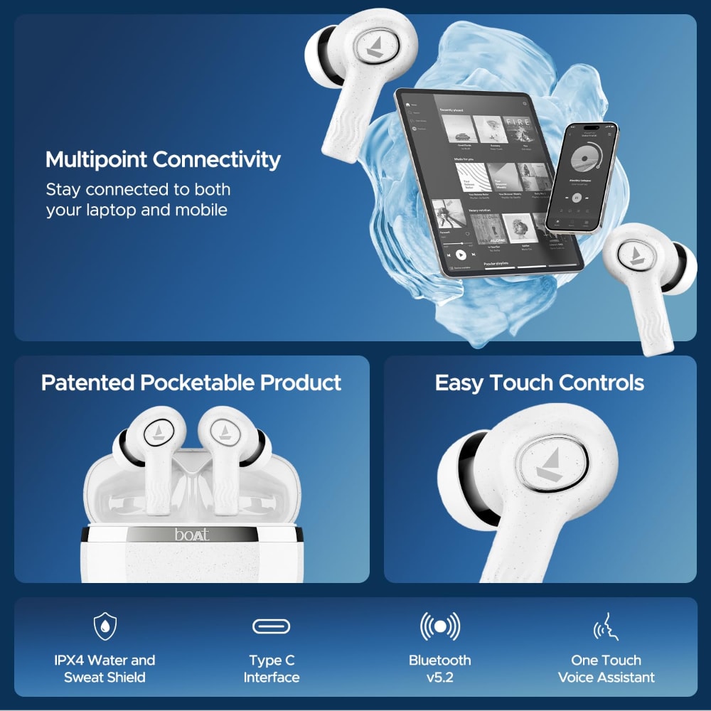 boAt Nirvana Iris TWS Earbuds (Quartz White) - Image 9