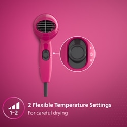 Philips Hair Dryer 1000 W, 2 Heat Settings, Easy Handling, Pink, HP8143/00 8