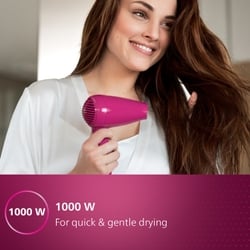 Philips Hair Dryer 1000 W, 2 Heat Settings, Easy Handling, Pink, HP8143/00 4