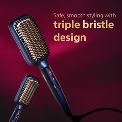 Philips Hair Straightening Brush, Naturally Straight in 5 Mins, 5X Less Frizz, Advance Ionic Keratin Tech, Triple Bristle Fast 50s Heatup, Scalp Protect, BHH885 10