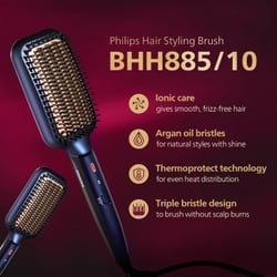 Philips Hair Straightening Brush, Naturally Straight in 5 Mins, 5X Less Frizz, Advance Ionic Keratin Tech, Triple Bristle Fast 50s Heatup, Scalp Protect, BHH885 3