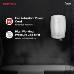 Havells Carlo 5 Litre Instant Water Heater, Color Changing LED Indicator, Rust and shock proof, ISI Certified, Fire retardant power cord; Warranty: 5 Yr on inner tank & 2 Yr comprehensive, (White) 6