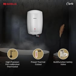 Havells Carlo 5 Litre Instant Water Heater, Color Changing LED Indicator, Rust and shock proof, ISI Certified, Fire retardant power cord; Warranty: 5 Yr on inner tank & 2 Yr comprehensive, (White) 8