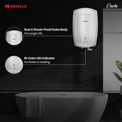 Havells Carlo 5 Litre Instant Water Heater, Color Changing LED Indicator, Rust and shock proof, ISI Certified, Fire retardant power cord; Warranty: 5 Yr on inner tank & 2 Yr comprehensive, (White) 5