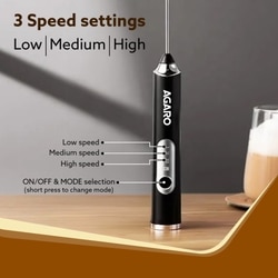 Agaro STS Royal Rechargeable Milk Frother, 3 Speed Electric Coffee Frother, Stainless Steel Whisk, Stand Design for Milk and Cream 5