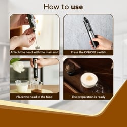 Agaro STS Royal Rechargeable Milk Frother, 3 Speed Electric Coffee Frother, Stainless Steel Whisk, Stand Design for Milk and Cream 6