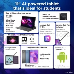 Lenovo Idea Tab 27.94 cm (11 inch) WiFi + 5G Tablet with Pen, 256 GB, 8 GB RAM, Grey, ZAFM0706IN 9