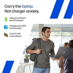 HP OmniBook 3 Laptop, AMD Ryzen 3 30, 8GB LPDDR5 RAM, 512GB SSD, AMD Radeon 610M Graphics, 14 inch (35.56 cm) FHD Anti-Glare 300nits, Backlit Keyboard, Windows 11 Home, MS Office 2024, Mica Silver, 14-HY0034AU 5