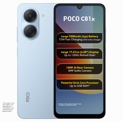 POCO C81x 64 GB, 3 GB RAM, Ice Blue, Mobile Phone