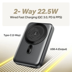 boAt EnergyShroom PB331 MagnaCharge, 10000 mAh Power Bank, 22.5 Wired Charging & 15 W Wireless Charging, Dual Port Type A & C, Fast Charging, 12 Layer Smart IC Protection, Ash Black 3