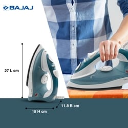 Bajaj MX 3 Neo 1250 W Steam Iron, 180 ml Tank, 12 g/min Steam, Non-Stick, Blue & White 6