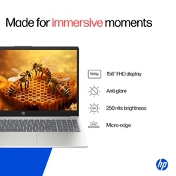 HP 15 Laptop, Intel Core 5-120U, 16GB DDR4 RAM, 512GB SSD, Intel Iris Xe Graphics, 15.6 inch (39.62 cm) FHD Anti-Glare 250nits, Backlit Keyboard, Windows 11 Home, MS Office 2024, 1 Year M365, Natural Silver, 15-FD0664TU 5