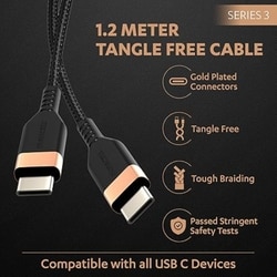 Duracell Type C to Type C Braided Fast Power Cable, Black 4
