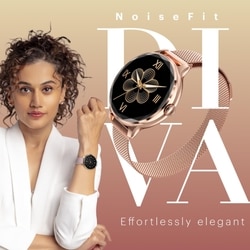 Noise NoiseFit Diva Smartwatch for Women, 2.79 cm (1.1 inch) AMOLED Display, Diamond Cut Dial, Upto 4 Days Battery, Bluetooth Calling, Multiple Strap Options, 100+ Watch Faces, Female Cycle Tracker (Silver Link) 2