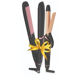 Havells Hair Straightener & Curler Combo, Black, ceramic coated plates, HC4055