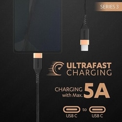 Duracell Type C to Type C Braided Fast Power Cable, Black 2
