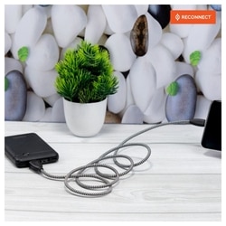 Reconnect USB-C Braided Cable, 480 Mbps Data Speed, 18 W, 3 A Fast Charging, 100 cm (1 m) Length, Premium Sturdy Design, Nylon Braiding, Compatible with USB-C Ports, Black, RATCB1003 5