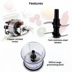 Agaro Elegant Electric Vegetable Chopper, Black 4