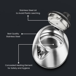Prestige PKOSS 1.5 L 1500 W Stainless Steel Electric Kettle, Single-Touch Lid Locking, 360 Degree Swivel Base, Silver 6