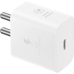 Samsung 25 W Adapter, Type-C, Fast Charging, Zero Standby Power Consumption, GAN Technology, Without Cable, White 5