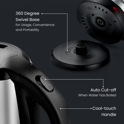 Prestige PKOSS 1.5 L 1500 W Stainless Steel Electric Kettle, Single-Touch Lid Locking, 360 Degree Swivel Base, Silver 4
