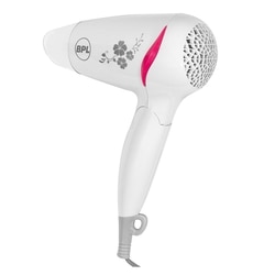 BPL Hair Dryer 1200 W, Ionic, 3 Heat Settings, Overheat Protection, Detachable Concentrator, Foldable, White & Pink, 2 years warranty, BHDFI00312 7
