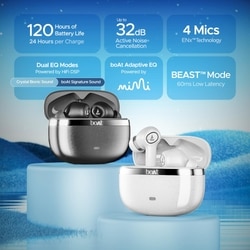 boAt Nirvana Iris Truly Wireless Earbuds, Up to 32 dB Active Noise Cancellation,120 Hrs Playback,Crystal Bionic Sound Powered by HiFi,Beast Mode,ENx Tech,Hearables App (Crystal Black) 2