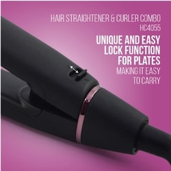 Havells Hair Straightener & Curler Combo, Black, ceramic coated plates, HC4055 6
