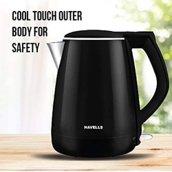 Havells Aqua Plus, 1.2 Litres, Stainless Steel Kettle, 360 Degree Cordless Kettle, Boil Dry Protection, Auto Shut off, Assorted colour's (Black/Blue) 8