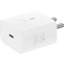 Samsung 25 W Adapter, Type-C, Fast Charging, Zero Standby Power Consumption, GAN Technology, Without Cable, White 2